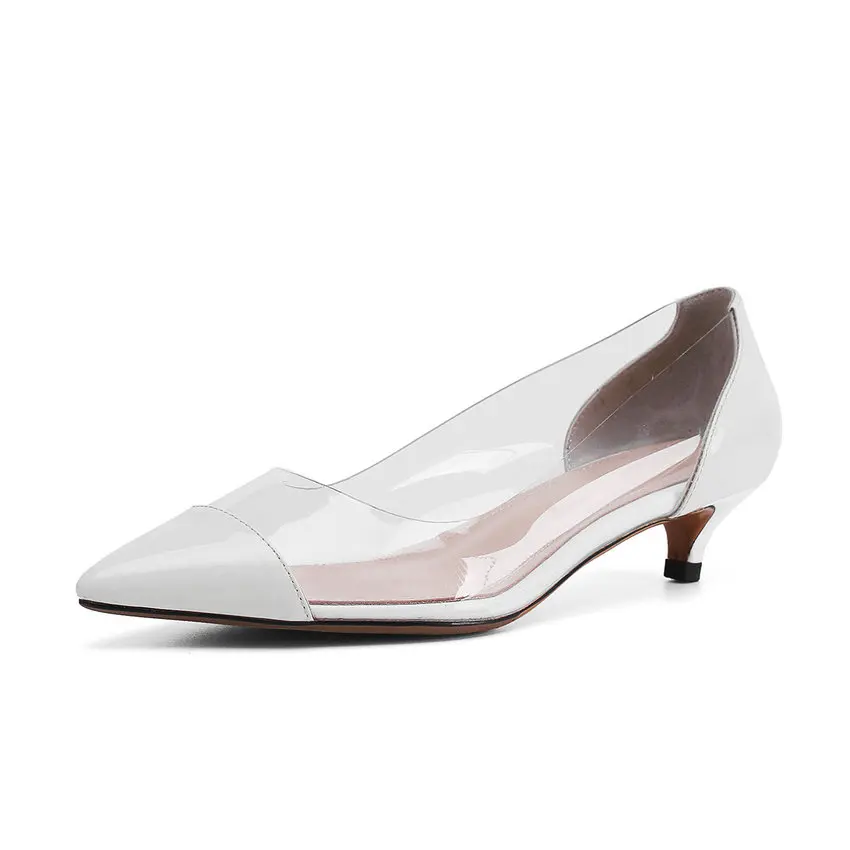 ESVEVA 2019 Women Pumps Thin Low Heel Patent Leather Transparent Sexy Pointed Toe Basic Fashion Ladies Shoes Size 34-39 ESVEVA 2019 Women Pumps Thin Low Heel Patent Leather Transparent Sexy Pointed Toe Basic Fashion Ladies Shoes Size 34-39