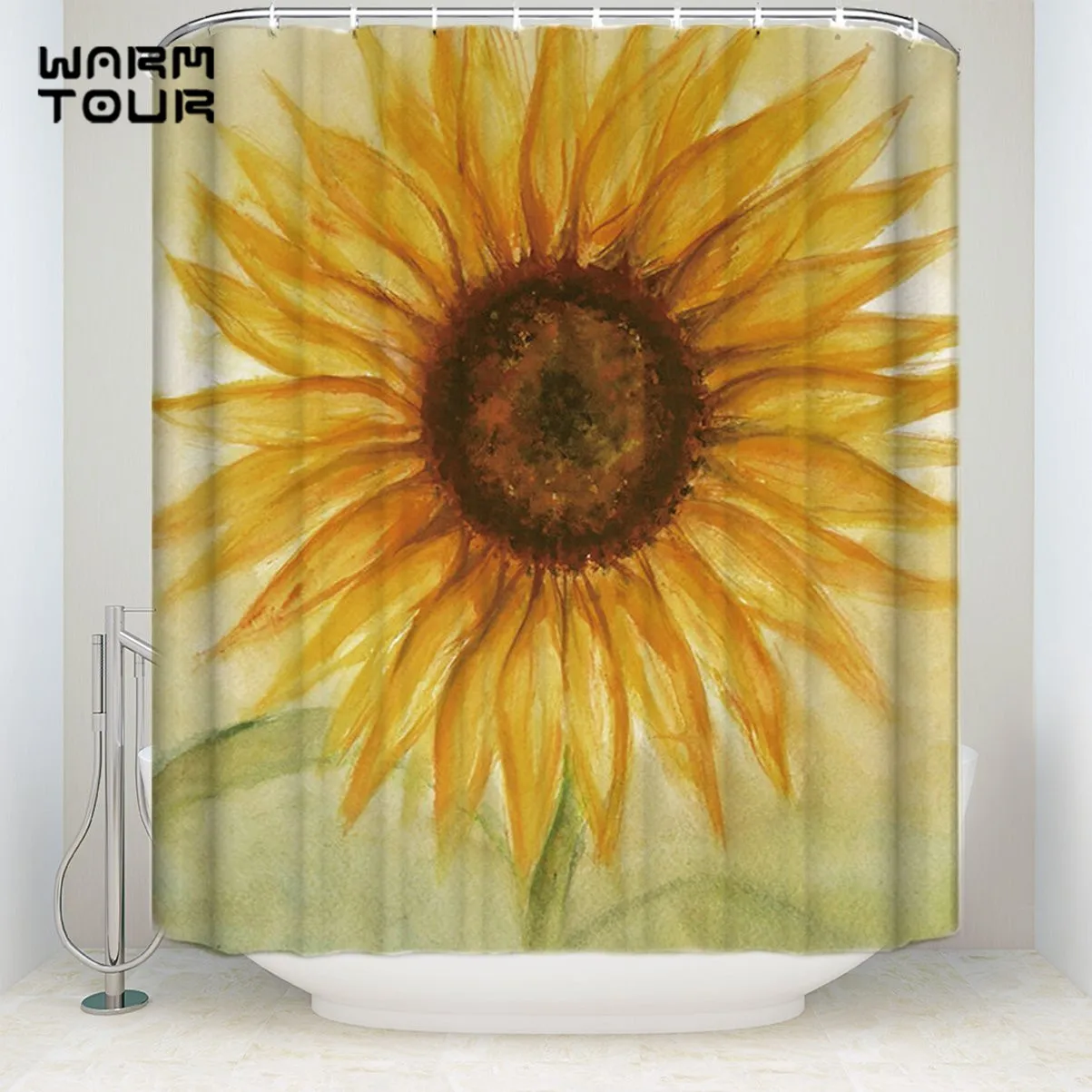 Bath Shower Curtains 48 x 72 Inches Vintage Oil Painting Sunflower Mildew resistant Bathroom