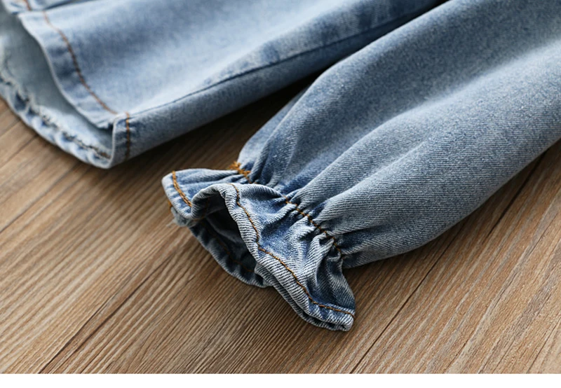 IYEAL/комплекты одежды для девочек г. Новая весенняя детская одежда джинсовые рубашки с длинными рукавами+ многослойная юбка-пачка комплект из 2 предметов, одежда для малышей