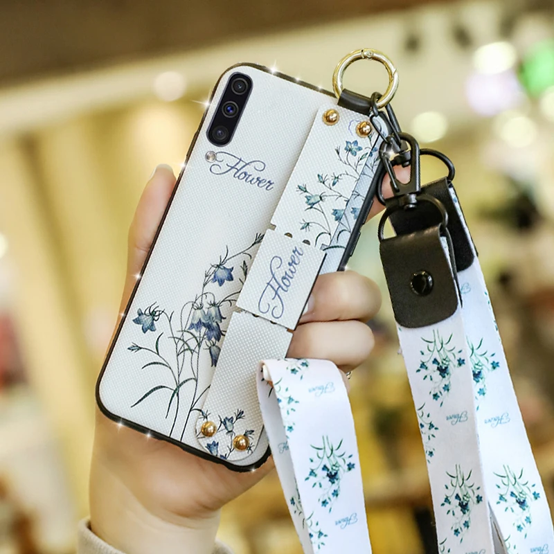 Дамский браслет чехол для телефона Samsung Galaxy A50 A30 A70 S10 S8 S9 Plus S10e Note 8 9 силиконовая