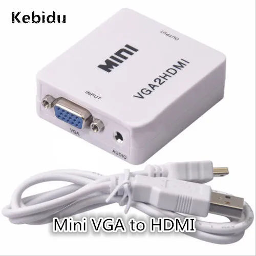 

Kebidu Mini 1080P VGA to HDMI adapter Converter VGA2HDMI Converter with Audio for PC PC Laptop DVD to HDTV