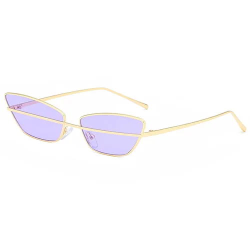 HBK унисекс сексуальные кошачий глаз солнцезащитные очки новые модные брендовые дизайнерские солнцезащитные очки металлическая оправа ретро очки оттенки очки UV400 - Цвет линз: C4 Gold.Purple