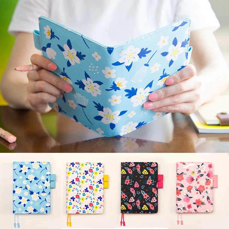 

Korean flora A5A6 Notebook Planner Organizer Agenda Daily Schedule book Leather Cover Notebooks and Journals School Stationery