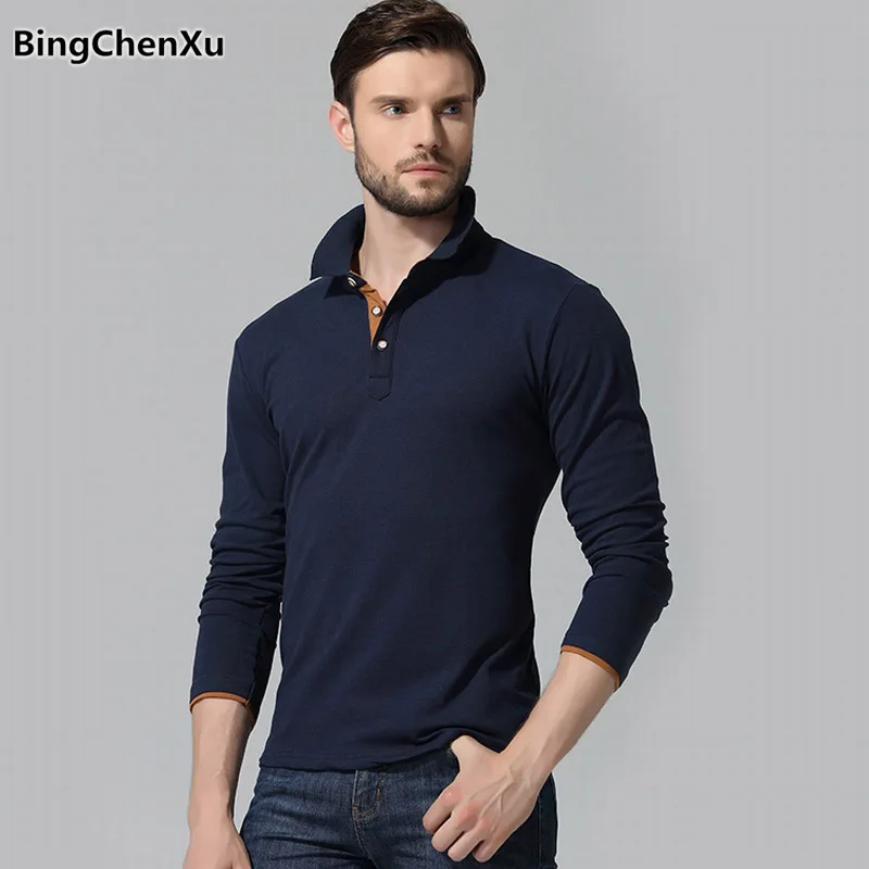 Polo Shirt Brand High Quality Breathable Cotton Polo Long Sleeve Solid