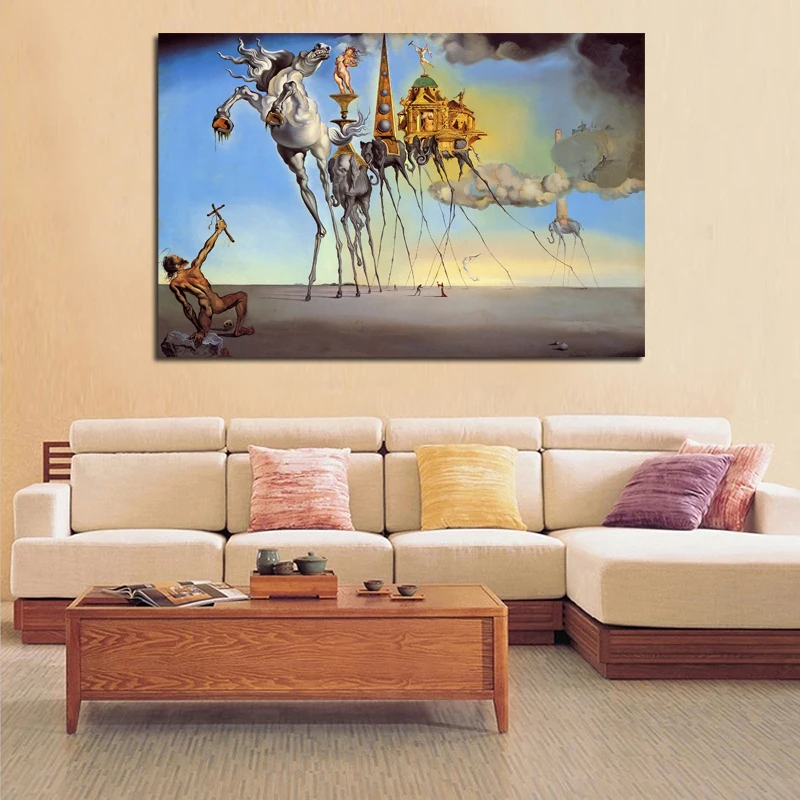 THE TEMPTATION OF ST ANTHONY BY SALVADOR DALI  REPRINT ON CANVAS  WALL ART DECOR 