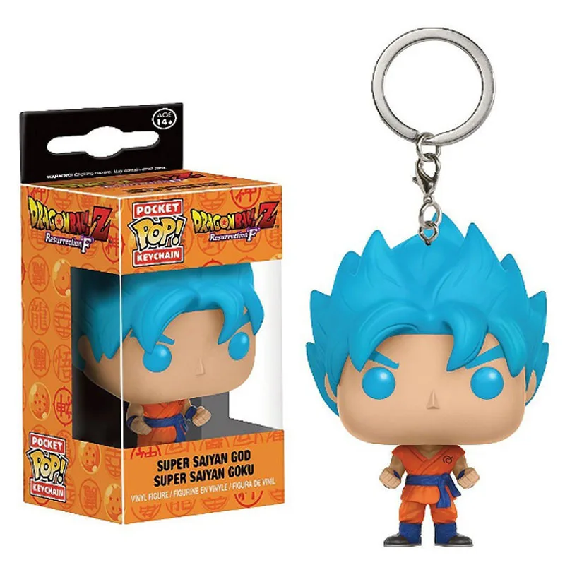 FUNKO POP Anime Cute Dragon Ball Keychain Goku Vegeta Super Saiyan Goku PVC action figure collection model toys with Retail Box 