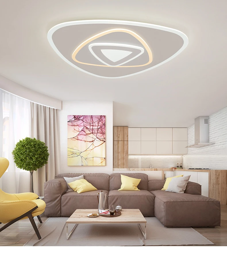 Светодиодный потолочный светильник для спальни, треугольная акриловая лампа для детской комнаты, современные домашние светильники, AC90-260V, освещение для кабинета, ресторана