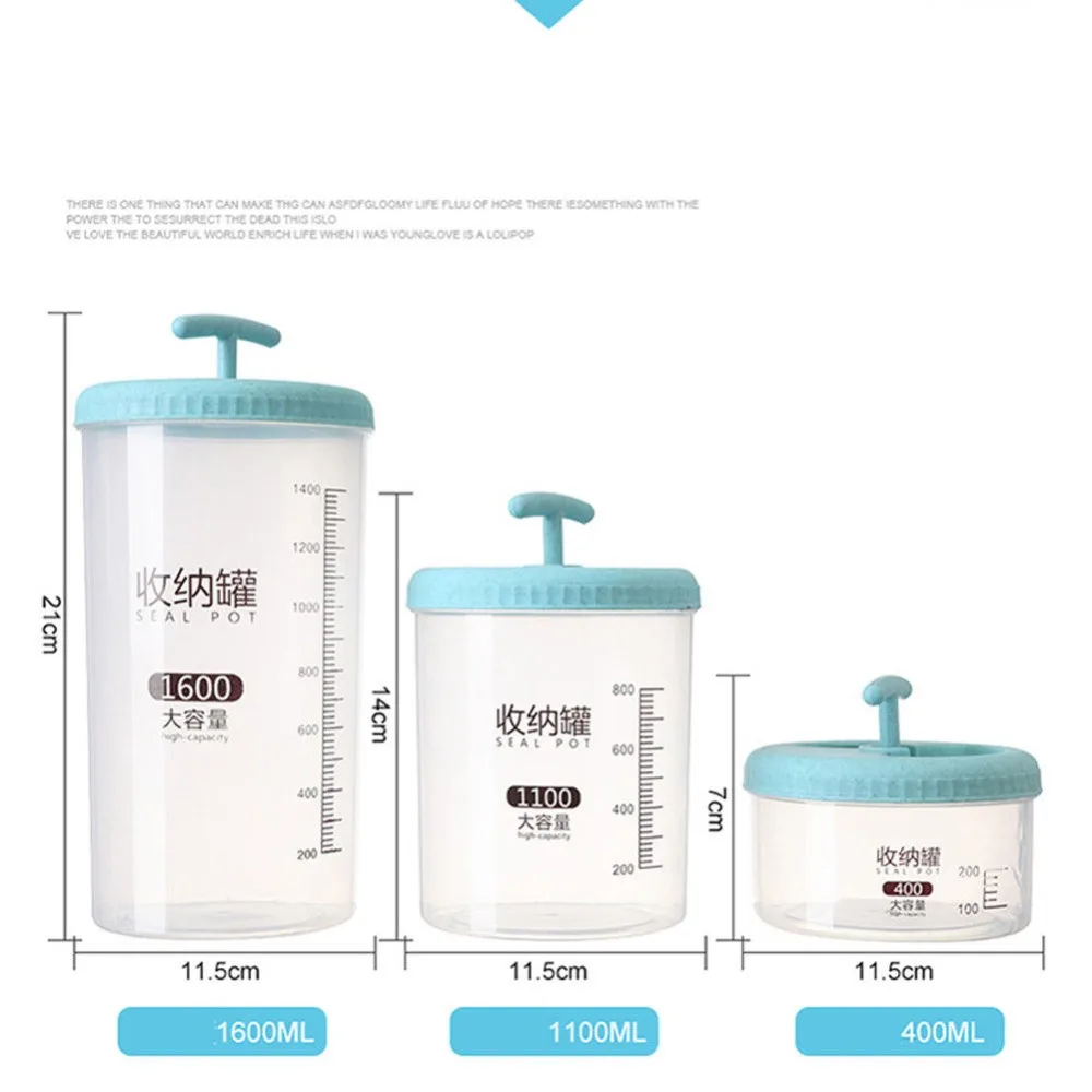 

Plastic Kitchen Food Cereal Grain Bean Rice Storage Box Container Case Organizer Bottle 400ml 1100ml 1600ml