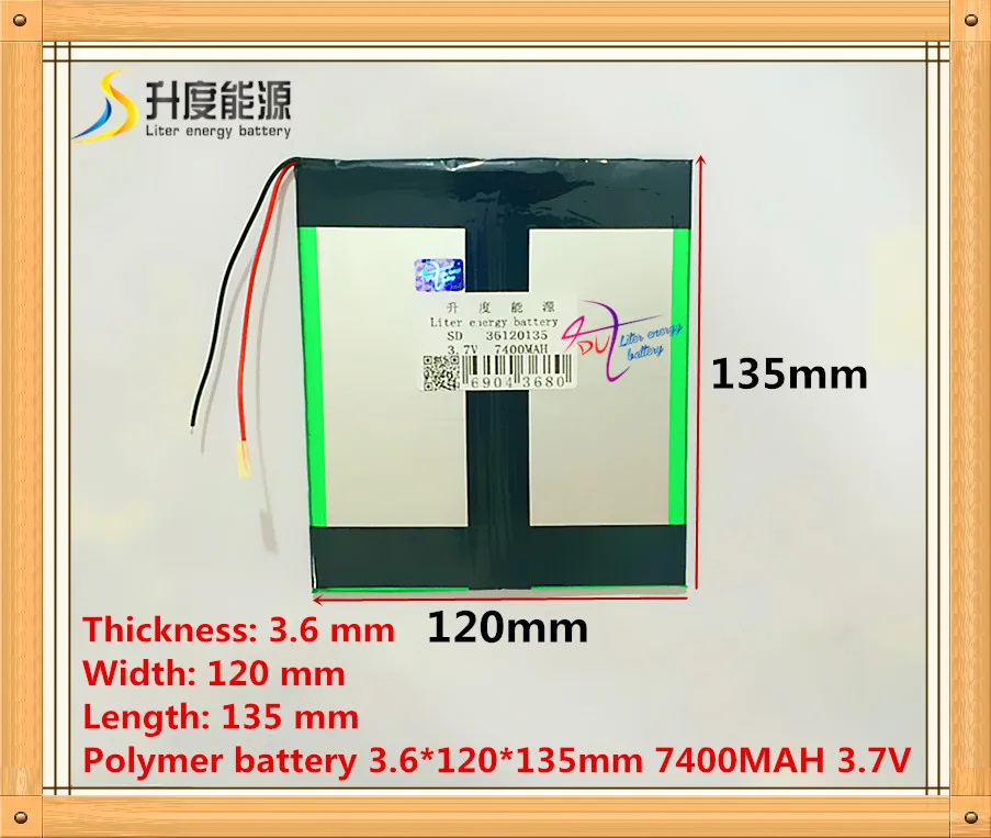 

The tablet battery 3.7V 7400mAH 36120135 Polymer lithium ion / Li-ion battery for tablet pc 35120135
