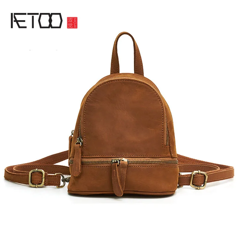 

AETOO Original new leather casual ladies shoulder bag head layer cowhide shoulder small backpack