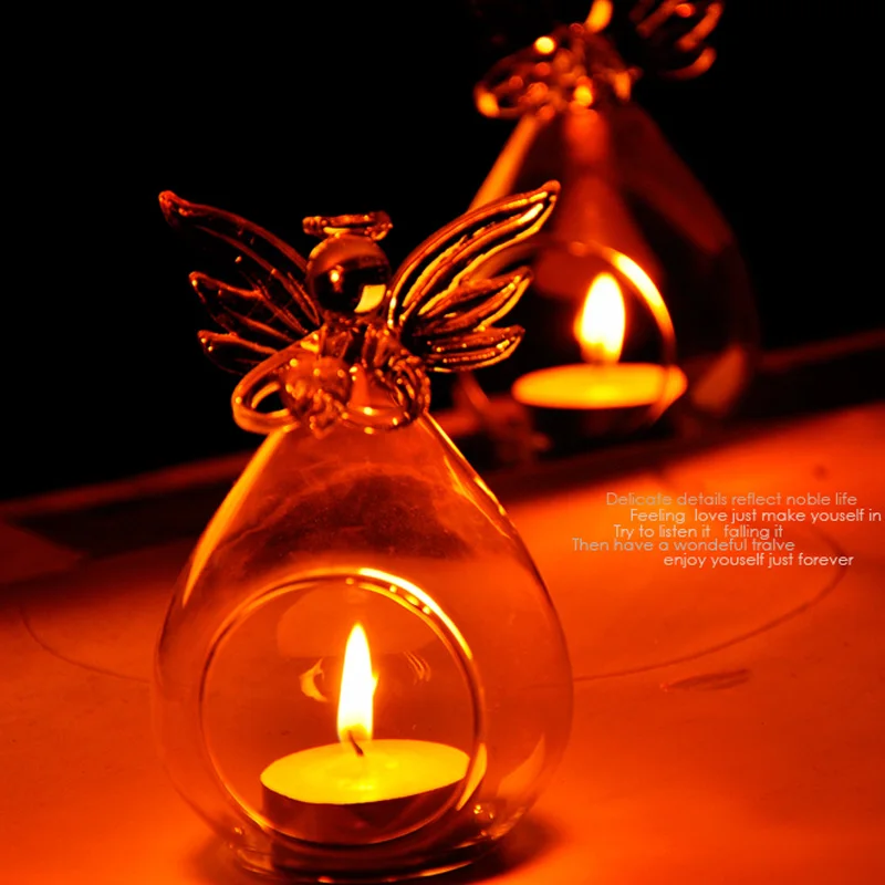 Lovely Angel Shape Votive Candle Holders Centerpieces Transparent Glass