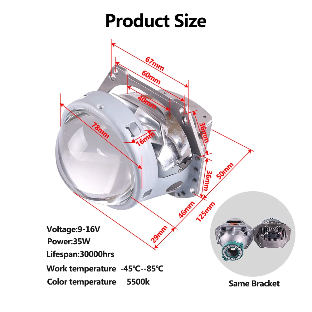 SANVI 2PCS 70W 4800LM 5500K White 3.0 inch RHD for Japan LED Headlight Bulb Bi LED Projector Lens Headlight Light Conversion kit SANVI 2PCS 70W 4800LM 5500K White 3.0 inch RHD for Japan LED Headlight Bulb Bi LED Projector Lens Headlight Light Conversion kit