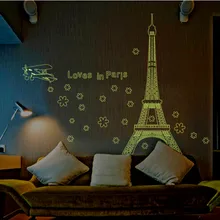 New Removable Luminous Stick Eiffel Tower Living Room Bedroom TV Background Wall Stickers