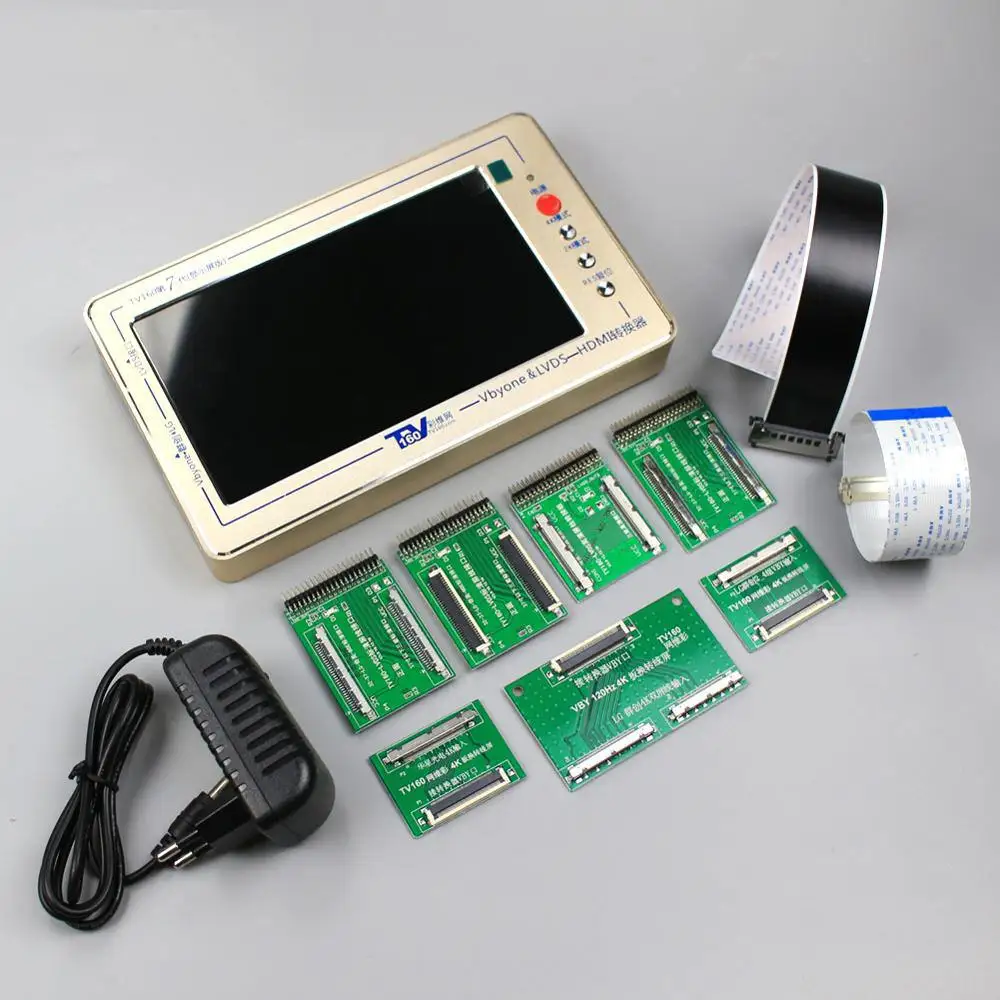  TV160 7th TV Motherboard Tester Tools Vbyone&LVDS to HDMI Converter With Seven Adapter Plate