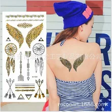 Fashion tattoo sticker metal arrow feather wings stickers toys