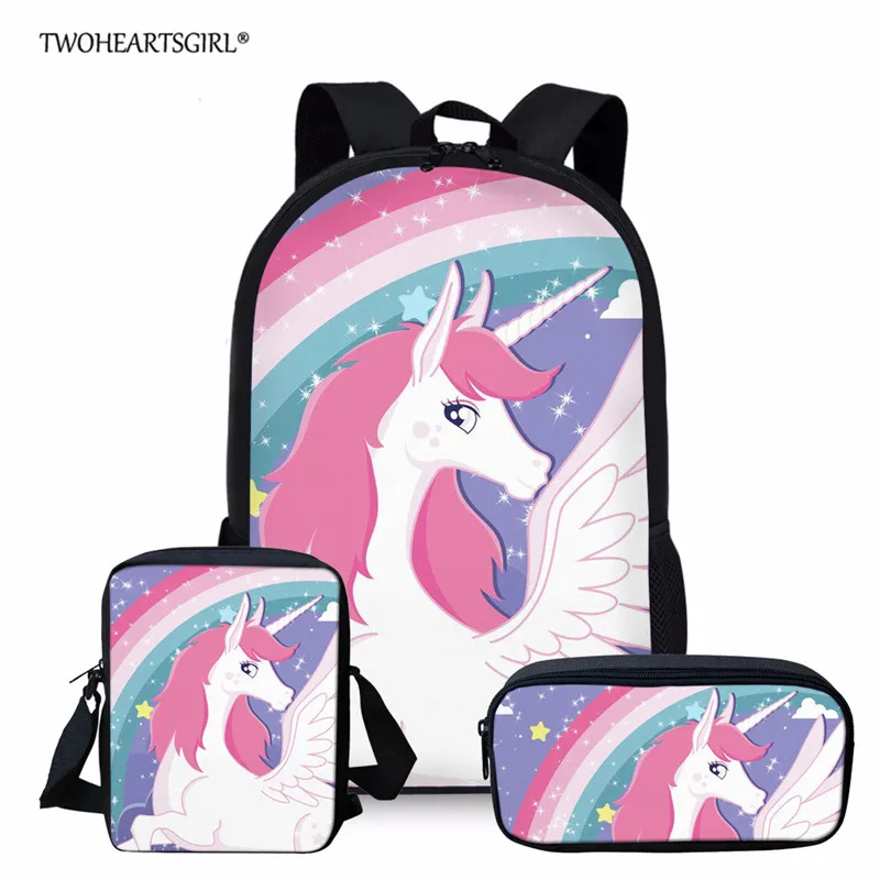 Twoheartsgirl в виде единорога из мультфильма, школьный рюкзак, набор для девочек-подростков; для мальчиков и девочек с детская ортопедическая обувь детский Ранец Enfant - Цвет: Z3813CEK