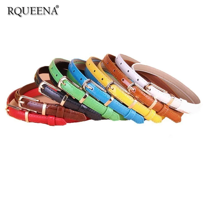 

Rqueena Korean Style Women's Belt Small Metal PU Leather Belt Red/Yellow/Green/Blue/White/Black Belts For Women BE015