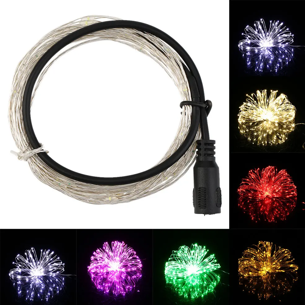 

10pcs 5M 50 LED Silver Wire Christmas Wedding Party String Fairy Light Lamp 12V