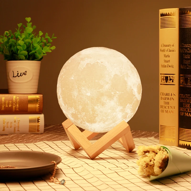The moon lights the moon lights 3D creative led simple bedroom bedside