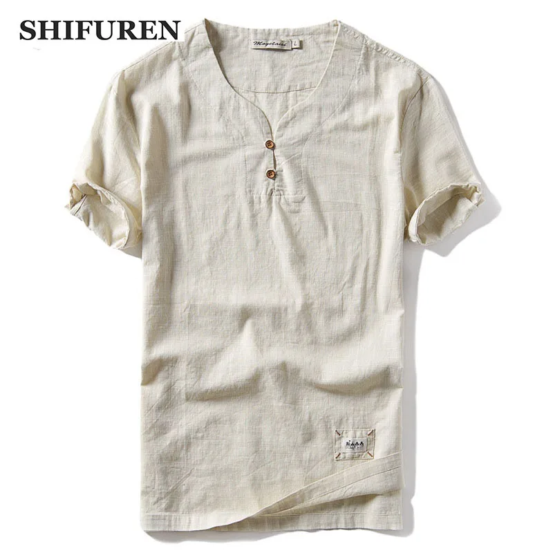 Loose fit linen shirt mens Clearance