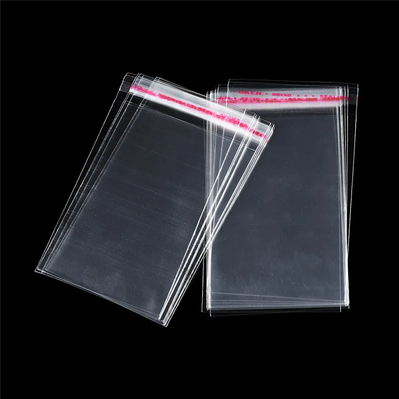 100pcs Clear Self-adhesive Cello Cellophane Bag Self Sealing Small Plastic Bags For Gift Packing Resealable Bags 100pcs pack small close lock plastic bag resealable transparent bag shoe bag reclosable vacuum bag poly clear bags thickness