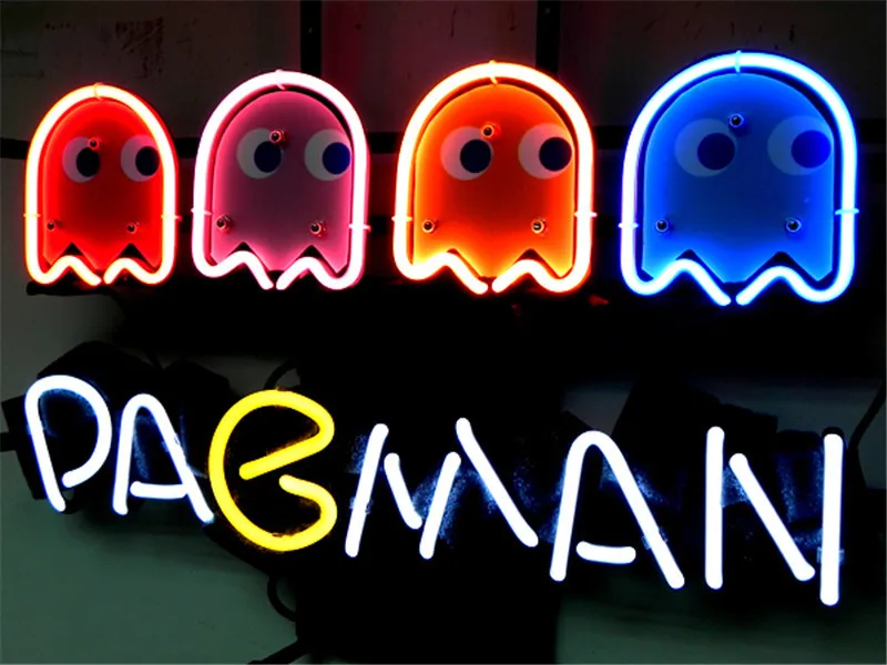 SINAL de NÉON Para PACMAN JOGO exibição Tabuleta VIDRO