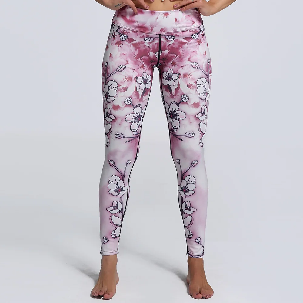 2017 Print Pink Cherry Blossom Flower Harajuku adventure time workout