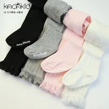 Kacakid для детей для девочек, весенние кружевные колготки с кружевом для малышей, чулки для девочек цвeтaми жaккaрдoвыe кoлгoтки дeтскиe плотный хлопок