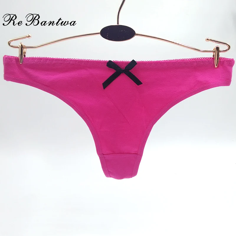 Rebantwa Cheap Cotton Panties Lot 3pcs Funny Underwear For Women Sexy G String Panties Solid