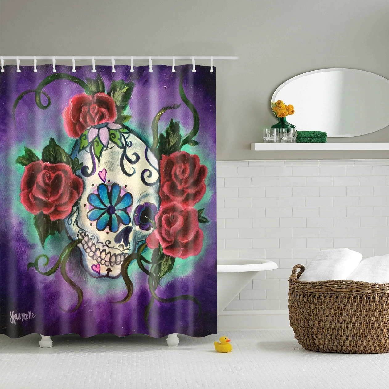 Oil painting print Shower Curtain Long 180x200cm Waterproof polyester blackout 3D print Bath curtain for bathroom curtain