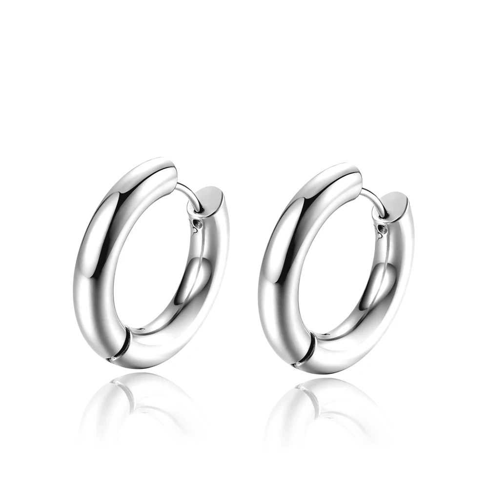 

Wholesale Titanium Steel Round Hoop Earrings Fashion Unisex Stainless Steel Jewelry Christmas Gift drop shipping