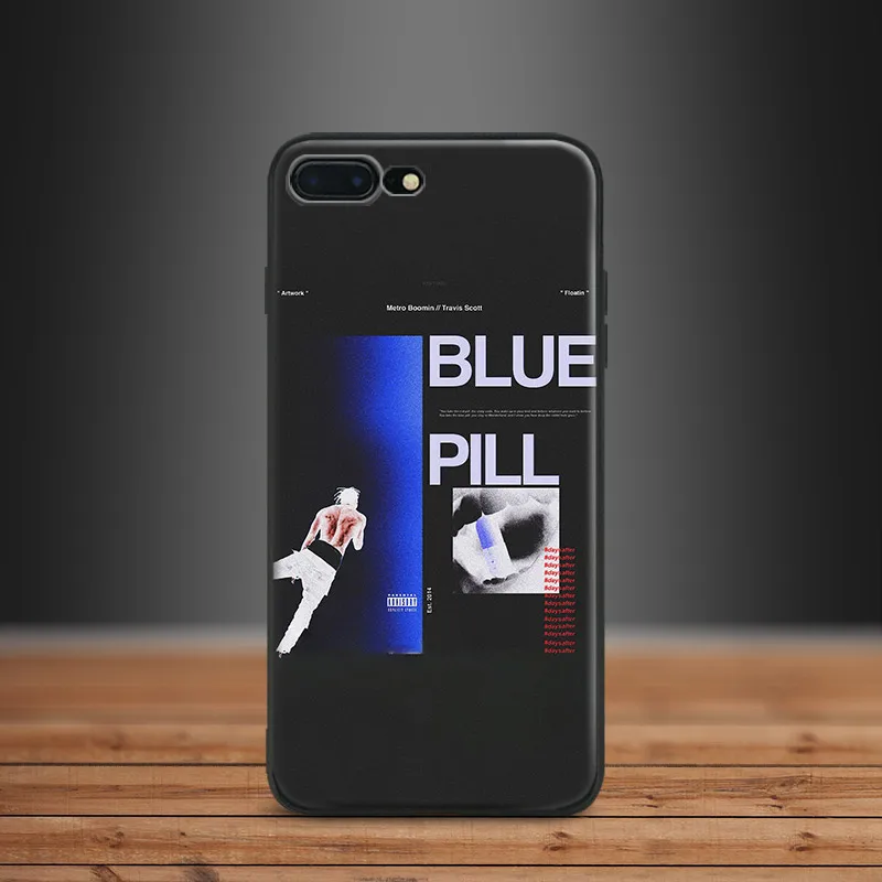 

Travis Scott Blue Pill hip hop rap Soft Silicone Phone Case Cover Shell For Apple IPhone 5 Se 5s 6 6s Plus 7 8 7Plus 8Plus X