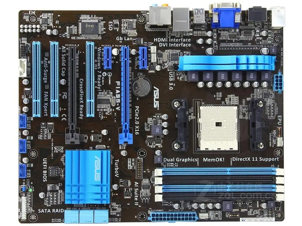 

Asus F1A55-V Desktop Motherboard AMD A55 Socket FM1 DDR3 64GB USB3.0 VGA DVI HDMI ATX Original Used Mainboard