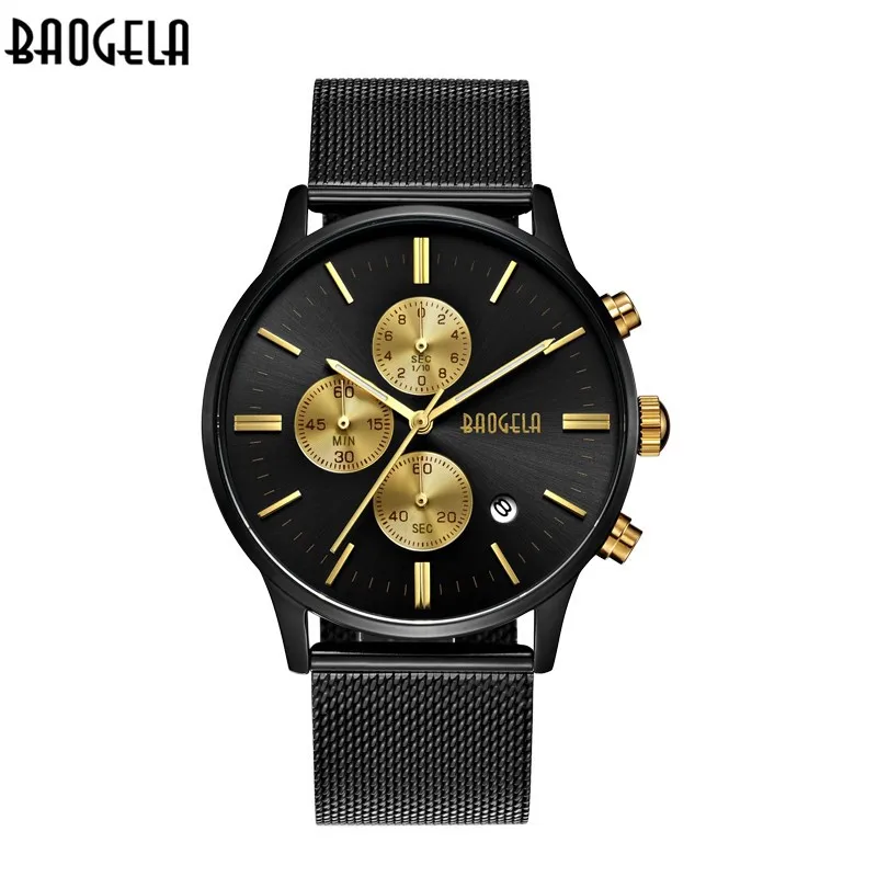 

Men's Watch BAOGELA Fashion Sport Watches Stainless Steel Mesh chronograph Watch Men Watch Top Brand Luxury Clock reloj hombre