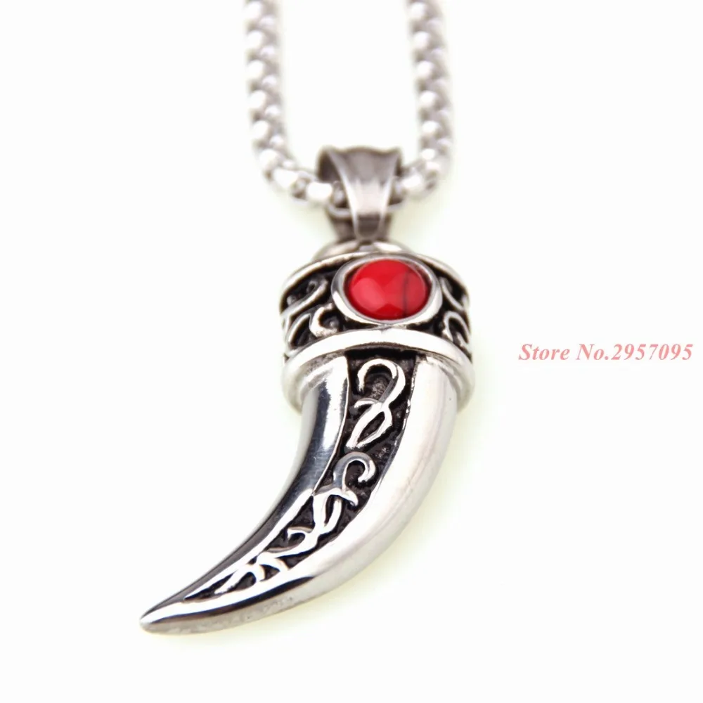 Punk Men Silver Color Wolf Tooth Necklace Wolf Pendant ...