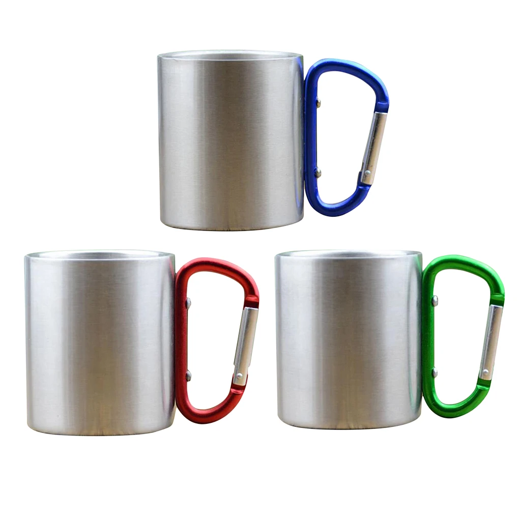 Amagogo 150ml Camping Mug Carabiner Lock Metal Outdoor Backpacking Travel Cups Beer Coffee For Climbing