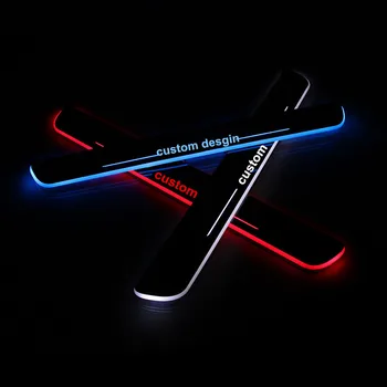 

free shipping!!custom LED dynamic Japanese acrylic IIIuminated steel scuff plate sill feel car accessories for Audi Q7 2006-2015