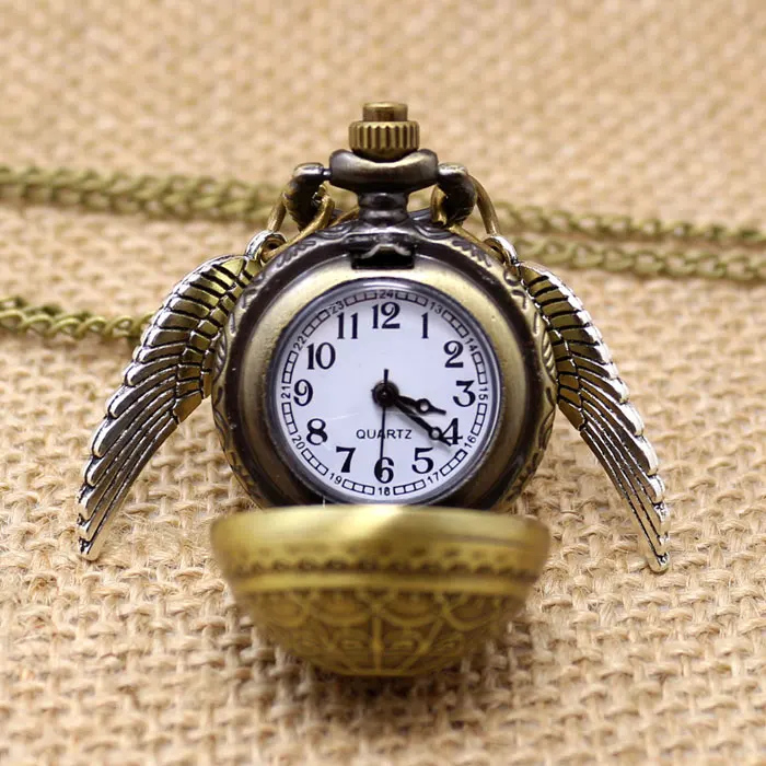 Free Drop Shipping Elegant Golden Snitch Quartz Fob Pocket Watch With Sweater Necklace Chain Free Drop Shipping Elegant Golden Snitch Quartz Fob Pocket Watch With Sweater Necklace Chain