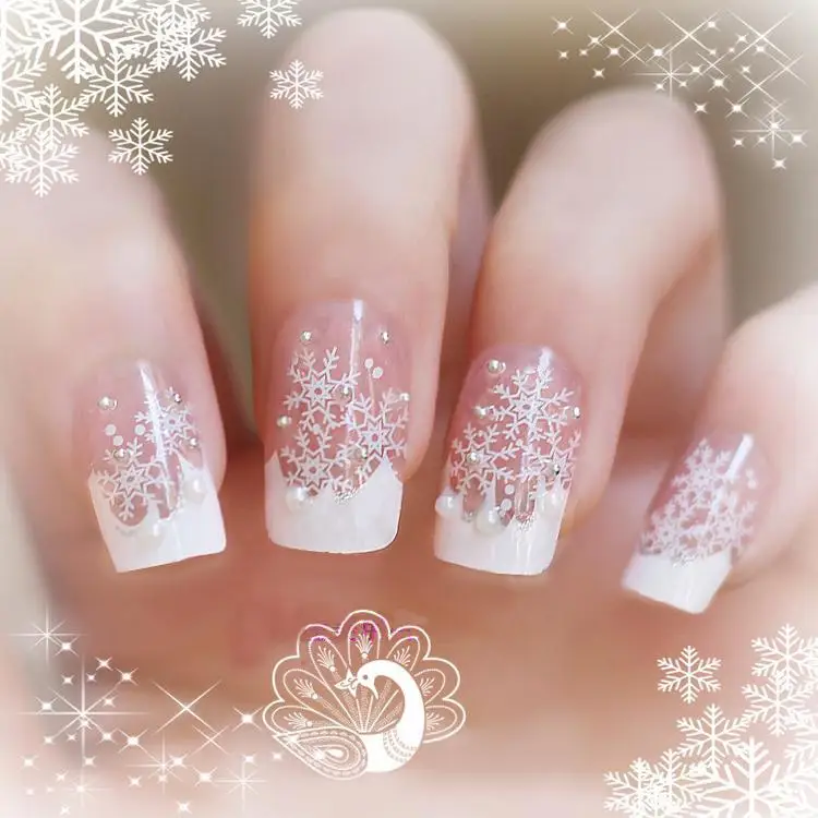 Nouveau 24 peças Transparent de noël flocon de neige français 3D mode Style avec conception à