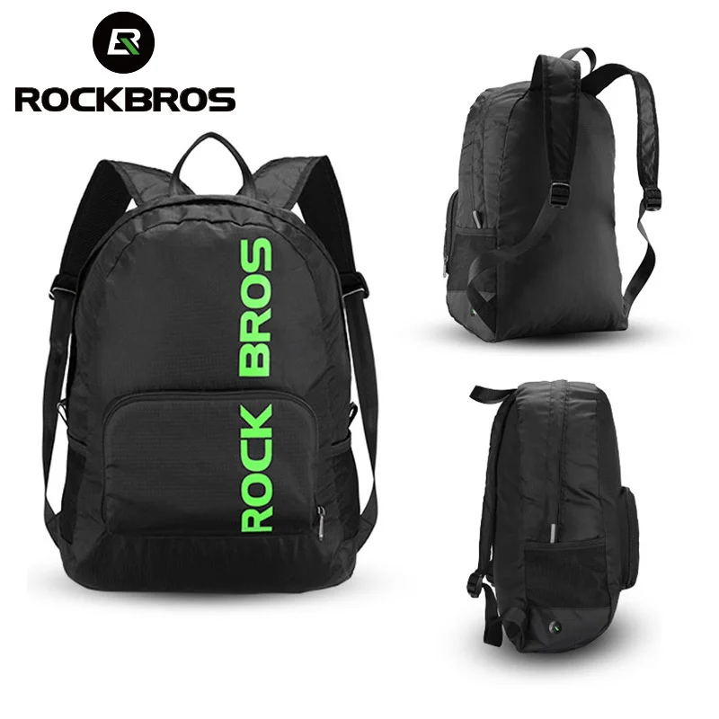 ROCKBROS طوي غير نافذ للمطر في الهواء الطلق المشي أكياس المحمولة الرياضة على ظهره التخييم الدراجات أكياس الرجال النساء حزمة السفر حقيبة أسود