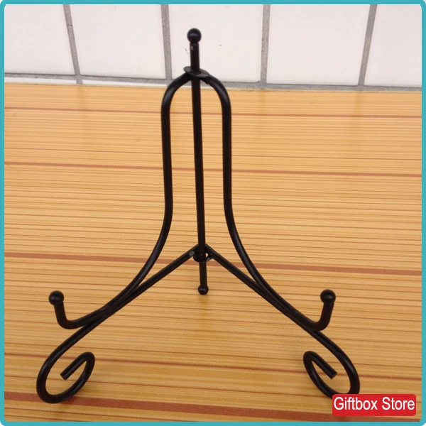 Set Of 3 Black Wrought Iron Plate Rack Dish Display Bracket