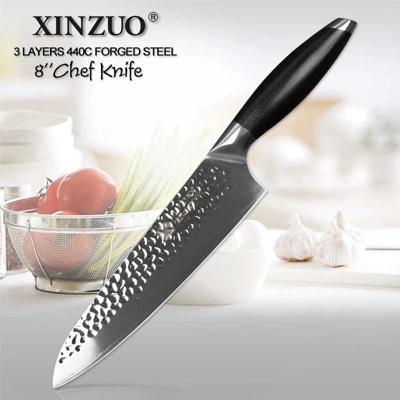 XINZUO 8 ''шеф-повара Knife3 слой 440C ядро клада Стальные Кухонные ножи Gyutou кухонные инструменты G10 ручка из нержавеющей стали резак