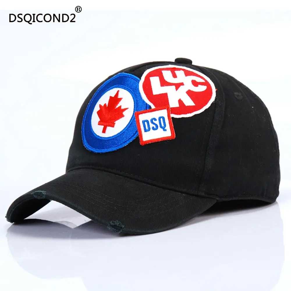 Бейсбольная кепка Casquette забавная Мужская Черная из хлопка буквы DSQ Homme шапки для