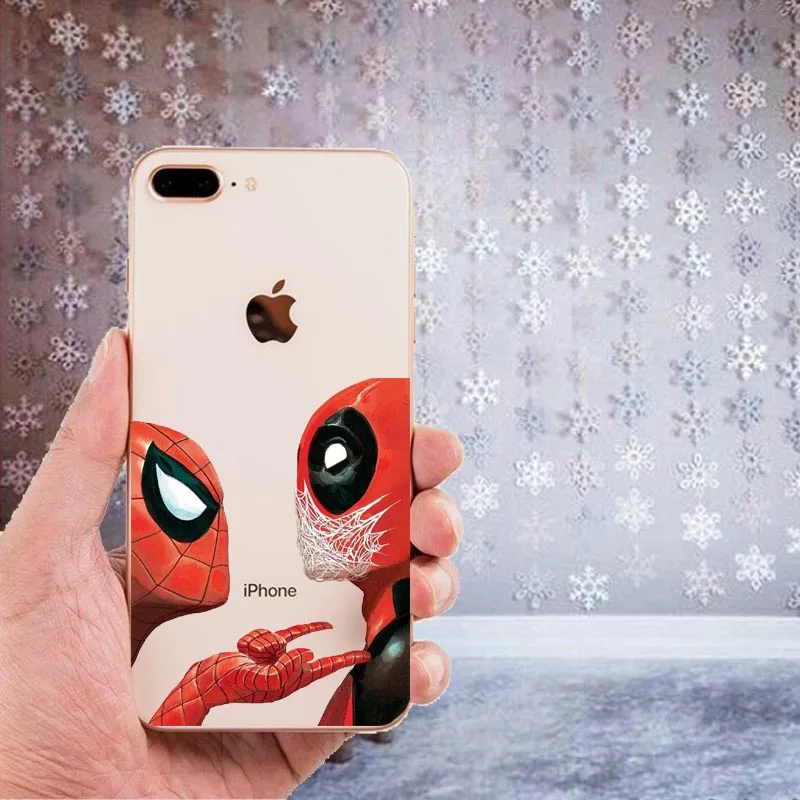 Дедпул от Marvel Wade Winston Wilson Прозрачный Силикон ТПЭ чехлы для iPhone 8 XS Max 6 6 S Plus 5 5S SE XR 10 Coque Shell