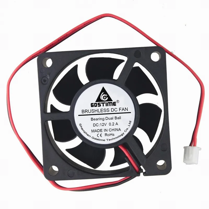 

5 Pieces Gdstime 6cm Two Ball Bearing 12V 60x60x20mm PC CPU DC Cooling Fan 60mm x 20mm 2Pin High Speed 6020