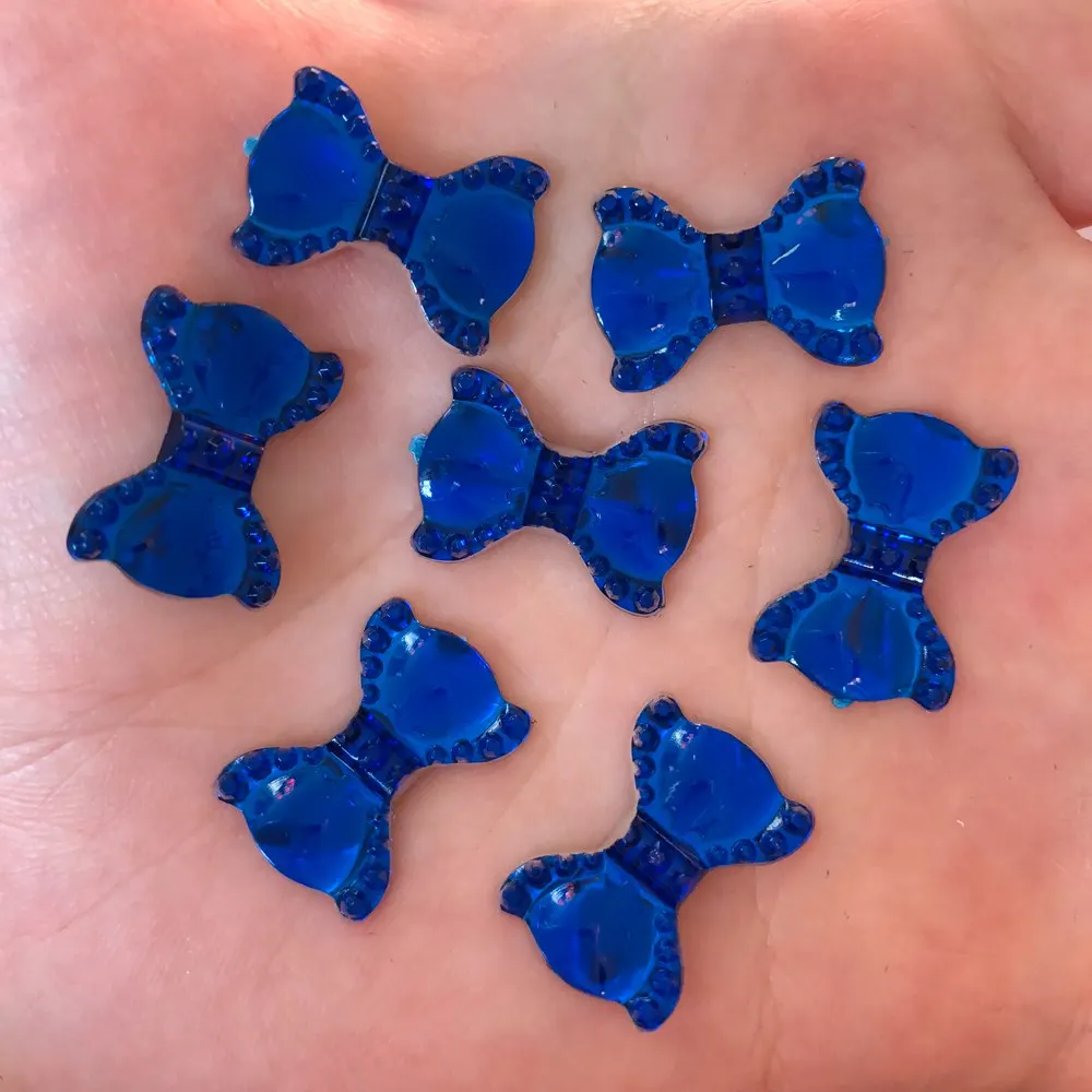 Shiny Resin 14mm*20mm BOW FlatBack Rhinestone Wedding DIY Hair Ornamen 40pcs jewelry making supplies