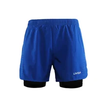 Lixada Для мужчин «2 в 1», шорты для бега, спортивные Фитнес тренировочные футбольные теннисные тренировки дышащая быстросохнущая для уличной пробежки, эластичной резинкой на талии Короткие