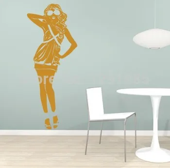 

sexy art shop store women girls Wall stickers decoration decor home decals fashion cute glass cabinet gift