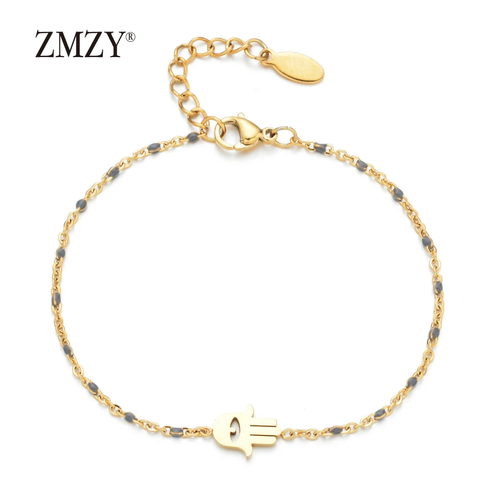 Thin Chain Stainless Steel Bracelet Women Evil Eye Hamsa Hand Turkish Jewelry Bangle Boho Wedding Bracelet bracelet jewelry