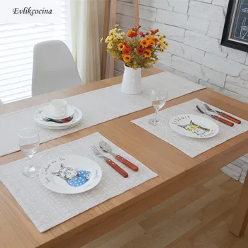 baratas Frete Grátis Branco Cervos Natal Placemat Mesa De Jantar Coaster Pano Isolamento Coffe Almofada Cozinha Lareira Individual Para Mesa